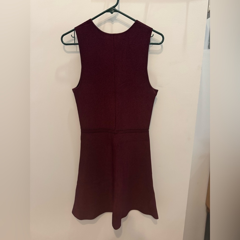 Theory Knit Flare Mini Dress in Burgundy - Picture 3 of 12